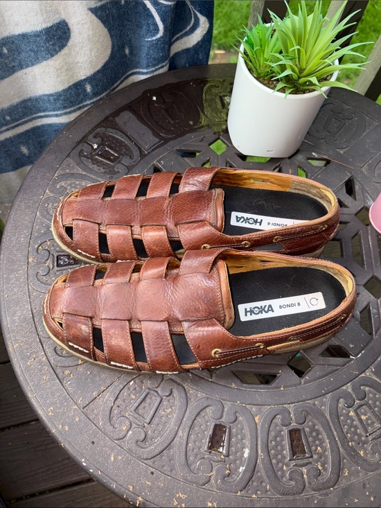 SPERRY TOPSIDERS GOLD CUP x HOKA 11.5 Men\'s Brown Leather Fisherman Sandals main image 7